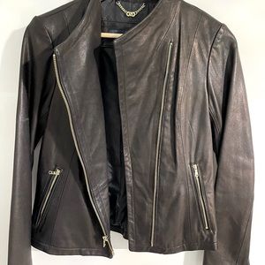 Cole Haan black leather Moto jacket